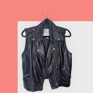Black Faux Leather Vest - L